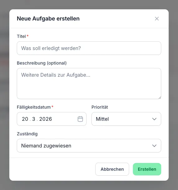 Aufgabe erstellen in WEGly