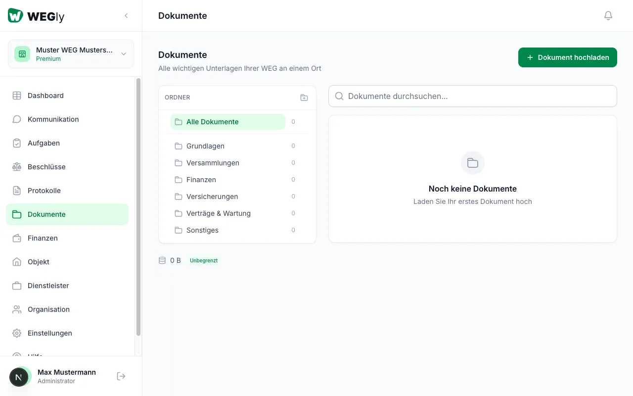 Dokumente-Übersicht in WEGly