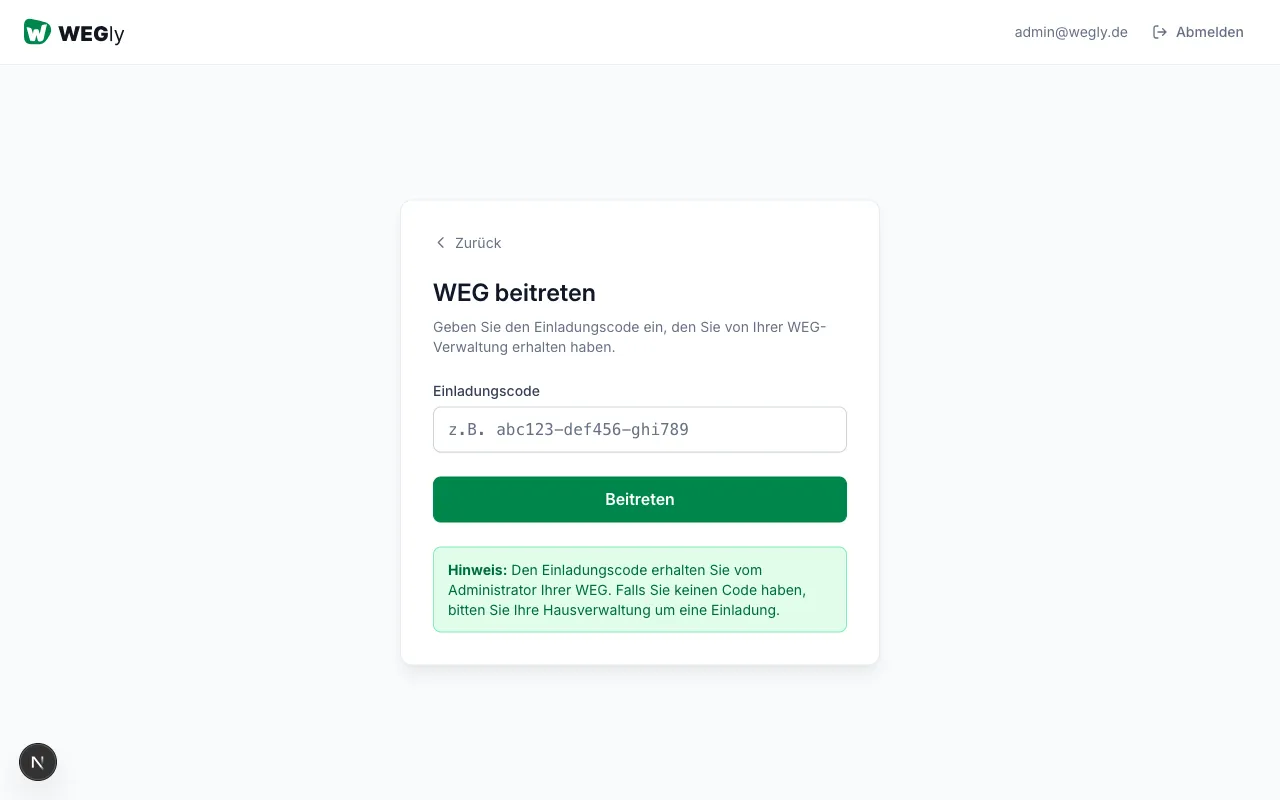 WEG beitreten in WEGly